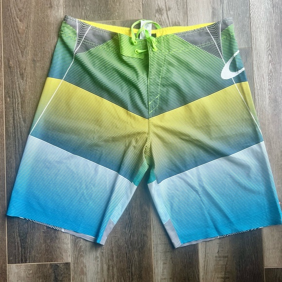 Oakley Colorful Striped Men's Swim Shorts - Picture 1 of 2
